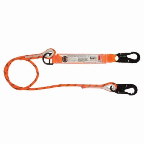 LINQ SHOCK ABSORBING ROPE LANYARD SNG LEG; 2 X SNAP HOOK